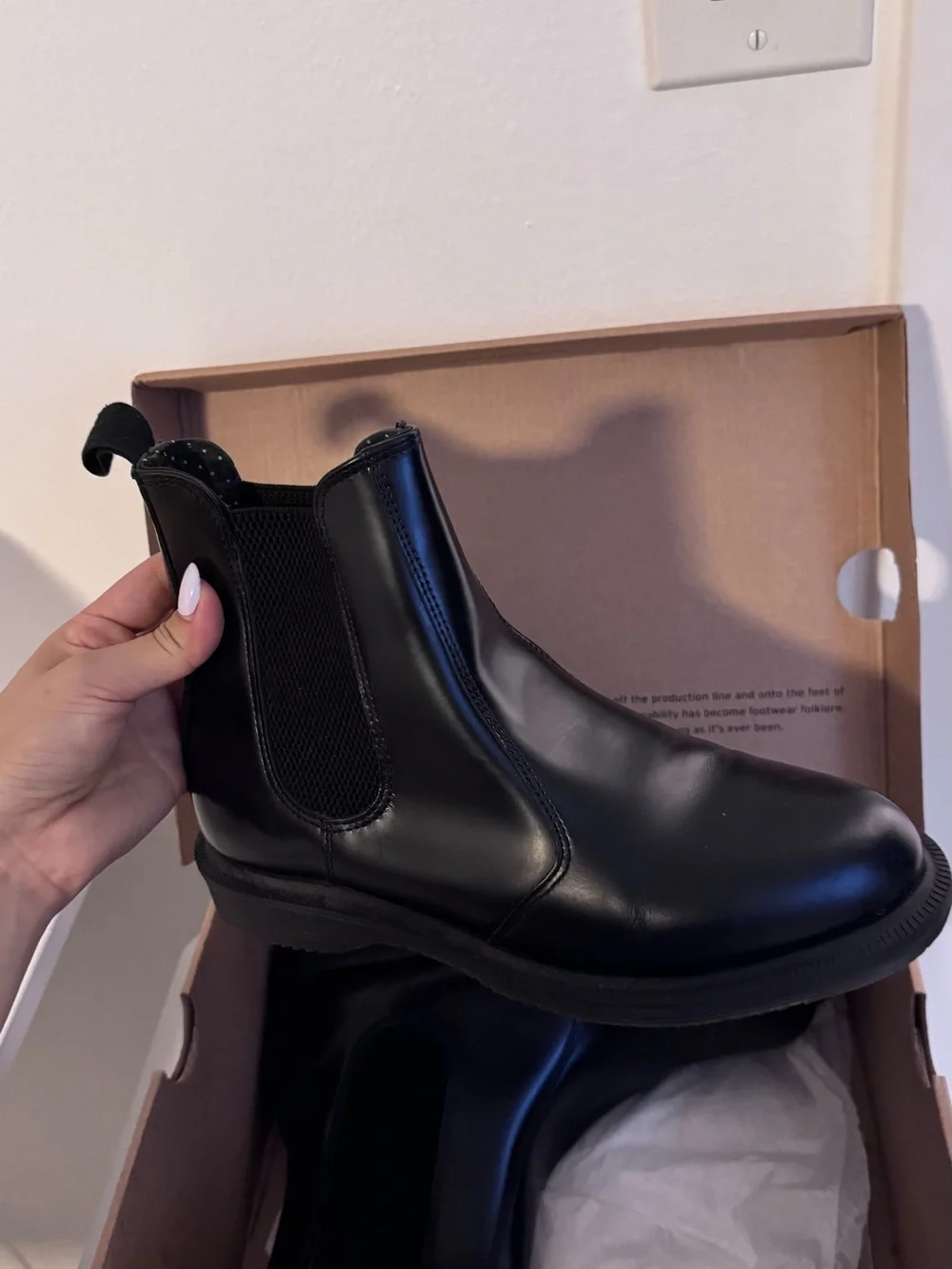Dr. Martens Black Flora Polished Smooth Chelsea Boot Box